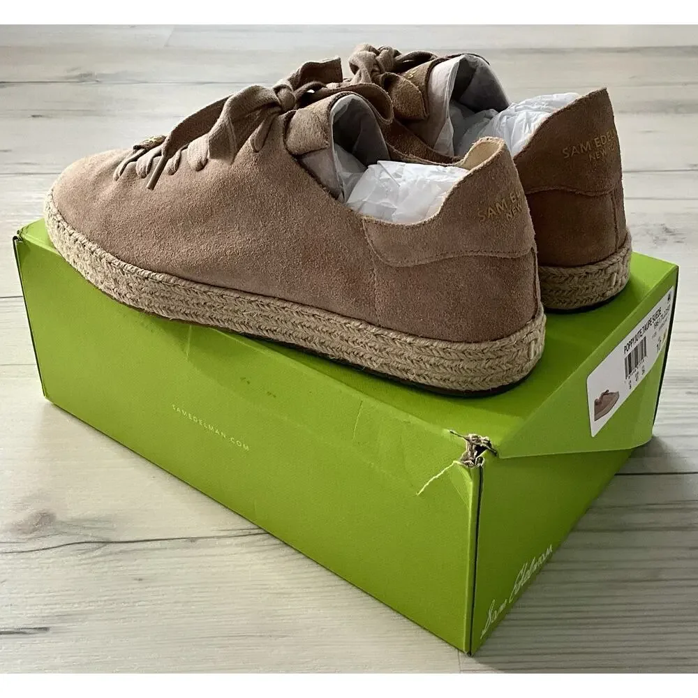 Sam Edelman Women's Poppy Jute Taupe Suede Sneaker Size 10 NIB